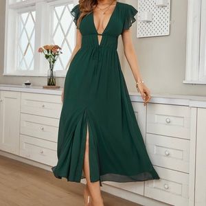 Cupshe size large emerald green dress, wedding guest dress, summer dress